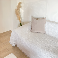 Hoom禾慕生活 編織沙發布 - 180*3, 340 x 180cm, 波希米亞 奶白, 1個