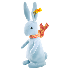 Steiff 德國金耳釦泰迪熊 黃標玩偶 柔軟絨毛 兔子造型, 20cm, 藍色, 1個