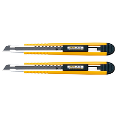 OLFA A-5型 小型單向卡鎖美工刀, 2支, 黃色