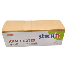N次貼 便條本 3x3in/76x76mm 100張/本, 牛皮紙 棕色, 24組