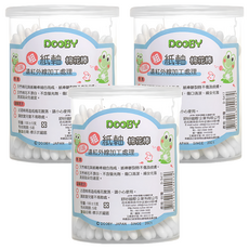 DOOBY 大眼蛙 抗菌紙軸棉棒 (粗軸100支入), 3罐, 100支