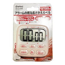 DRETEC 點點大螢幕時鐘計時器 日文按鍵 81 x 81 x 15mm, 粉色, 1個