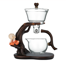 禾統 靜心玻璃自動磁吸泡茶組 小彌勒 強化玻璃 樹脂, 22.2 x 25.6cm 628g, 1個