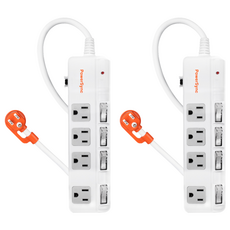 PowerSync 包爾星克 3P4斜面開關防雷擊延長線 4孔 TPS344BN9018, 1.8m, 2條