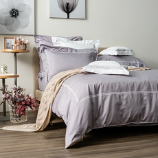 HOLA 和樂家居 艾維卡埃及棉刺繡被套, 晨灰