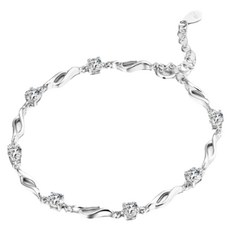 SOLARFRI 純銀S925頂級CZ白鑽飾手鍊 S10B 韓國製, 1組