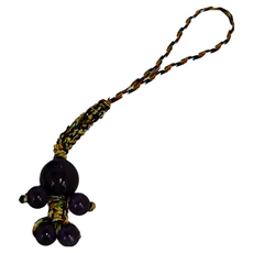 馥瑰馨盛 天然手工小貴人手機吊飾 黑曜石 五色線 總長8cm, 1個