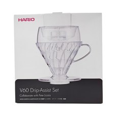 HARIO 好璃奧 日本玻璃王V60分水器 Drip-Assist濾杯組 附濾紙 PDA-1524-T, 濾杯1個/濾紙1張, 20ml, 1組