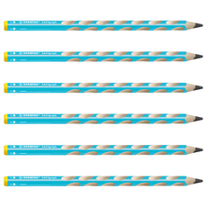 STABILO 思筆樂洞洞鉛筆左手2B(6支/盒) 人體工學設計 舒適握感 書寫流暢, 淺藍色