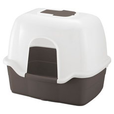 Richell 利其爾 拉普蕾方型貓便盆 附上蓋, 60 x 45 x 48cm, 摩登灰, 1個