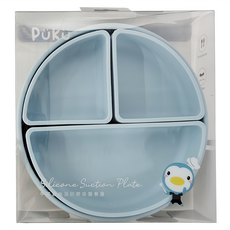 PUKU 藍色企鵝 午茶自由派矽膠吸盤餐盤, 耐熱至220°C, 適用6個月以上寶寶, 藍莓, 1個