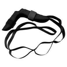 久坐族必備腿部拉筋伸展帶 男女通用 親膚布料 魔術貼繃帶 多檔位拉伸 彈力舒適 透氣吸汗, 22 x 13cm 展開140cm, 黑色, 1個