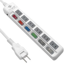 WeiTien 威電 延長線 6開6插2P, 4.5m, 白色, 1個