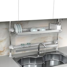 STAFIX Duo Rack 一鍵式水槽置物架 + 餐具筒, 1組, 2層, 銀