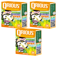 QRIOUS 奇瑞斯 雷射晶光葉黃素能量凍 兒童營養 自由型葉黃素 黑大豆花青素 橘柚口味, 15包, 3盒