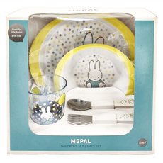 MEPAL 兒童餐具5件組 - 包含盤、碗和杯子, 繽紛米飛兔, 湯匙 + 叉子 + 盤245 x 218 x 20mm + 碗177 x 160 x 44mm + 杯97 x 100mm 250ml, 1組