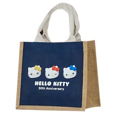 Kiiwi O Hello Kitty 50週年聯名款 棉麻隨行袋 三連拍, 22 x 12 x 19.5cm, OB00286, 1個