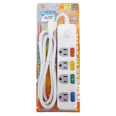 CENTENARY 成電牌 4切4座延長線 3孔, 1.8m, 白色, 1條