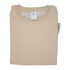 320G 純色圓領大學T - 男女同款厚磅落肩情侶大學T, 均碼, 杏色, 1件