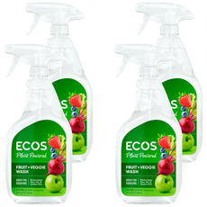 ECOS 天然環保蔬果清潔噴霧, 有效去除油脂汙垢 650ml, 4瓶