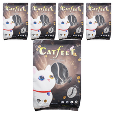 Catfeet 黑鑽活性碳貓砂 強效除臭凝結 添加活性碳顆粒 澎潤土製作, 咖啡, 4.5kg, 5袋