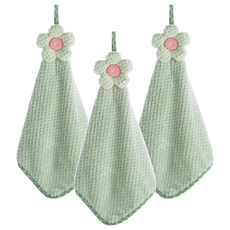 ROYALLIN 蘿林嚴選 超細纖維可掛式擦手巾, 可愛花朵造型, 18*15*5cm, 1個, 3個