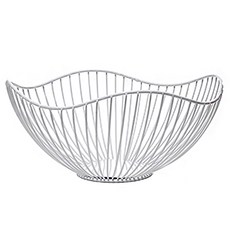 好物良品 花邊形高款 客廳裝飾藝術金屬鏤空收納置物零食水果網籃 - 白色, 25.5 x 12 x 12cm, 1個