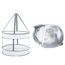 E.City 可折疊透氣防變形加厚雙層防落曬衣網 3件組, 灰色, 1組