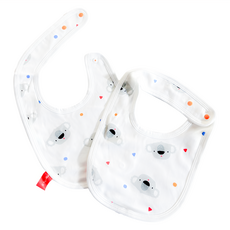 Familidoo 法米多 考拉純棉嬰兒小圍兜 白色 寶寶口水巾, 1組, 2件