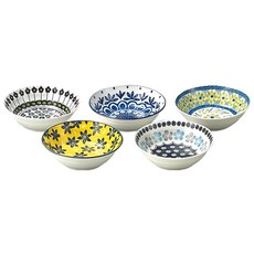 AWASAKA 粟坂 小碗5件組 直徑16x6cm 可微波爐 可洗碗機 日本製美濃燒, 北歐花卉, 1組