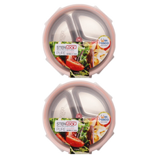 STENLOCK 史丹利 Pure 不鏽鋼3格圓形附蓋保鮮盒 350毫升 易清潔無油漬, 2號, 2個