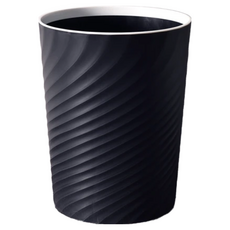 Life+ 北歐ins風 創意時尚波紋壓圈無蓋垃圾桶, 10L 低調黑/ 12L 質感灰, 22.5 x 28.5 cm