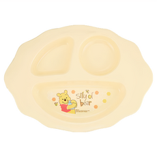 nishiki 錦化成 Disney POOH 兒童餐盤 日本製造 聚丙烯材質(120℃) 黃/花邊, 1個, 1 Dinner plate only