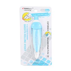 長立文具 按壓式修正帶 Set, CR-952K 6M 高品質PET膠帶, 夾式設計, 天藍色, 4個