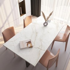 西格傢飾 大理石紋皮革桌墊, 黃絲紋理 白色, 80 x 140cm, 1張