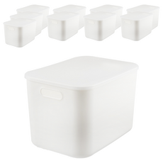 岱森城 DELSUN 附蓋收納箱 5入組, 31 x 42.5 x 15cm, 簡約白, 10個