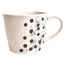 瑞典 BYON Dottie 馬克杯 380ml 適用洗碗機, 點點 白色 + 黑色, 1個