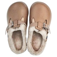 ego life 時尚皮帶扣EVA防水防滑保暖毛絨室內拖鞋, 38~39, 卡其色