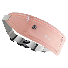 MICHAEL FITNESS 麥克健身 三口袋運動跑步腰包 85%錦綸15%氨綸 適合7.5寸以下手機, 48 x 11.5cm, 腰圍65~120cm, 48 x 11.5cm 腰圍65~120cm, 粉色, 1個