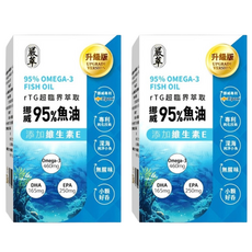 嚴萃 rTG魚油, 95% Omega-3, 添加維生素E, EPA+DHA 830mg, 30顆, 500mg, 2盒