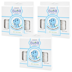 Baan 貝恩 嬰兒細紙軸棉花棒, 100%純棉 觸感柔細舒適, 專為嬰幼兒眼耳鼻設計, 日本製造, 125支, 3盒