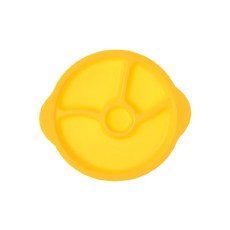 sillymann 100%鉑金矽膠防滑幼兒學習餐盤 -40~250度, 可用開水和微波爐消毒, 4格分層, 黃色, 單件, 1個