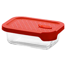 sillymann 烤箱玻璃保鮮盒 1000ml 矩形 紅色, 1個容器 + 1個蓋子, 1個