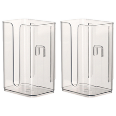 FaSoLa 免打孔卡扣壁掛紙巾盒/面紙盒 透明色 浴室收納, 2個