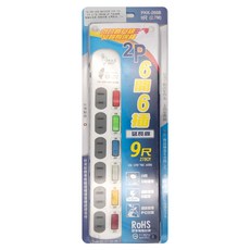 spirit 電精靈 平貼插頭 電腦延長線 過載保護 6開6插, 270cm, 白色, 1個