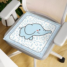 德利生活 冰絲透氣涼坐墊, 大象 淺藍色