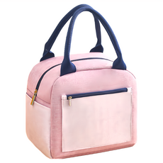 E.City 手提輕巧拼色方糖款保溫便當包, 防潑水加密牛津布+珍珠棉鋁膜內層, 23 x20 x 14cm, 粉色, 1個