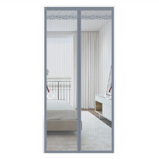 金鋼紗抗抓魔術貼防蚊門簾 4cm加寬魔術貼, 90 x 210cm, 灰色條紋