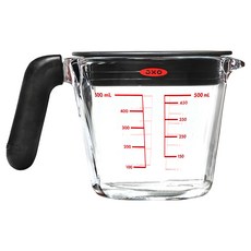 OXO 玻璃附蓋刻度量杯，耐用防碎玻璃，帶矽膠材質上蓋, OX0103059A, 500ml, 1個