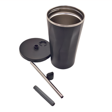 不規則咖啡杯 不鏽鋼保溫杯 600ml 保溫6小時≥55°C, 磨砂 黑, 1個